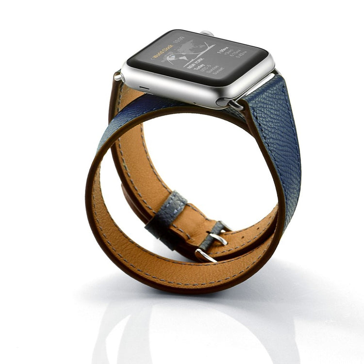  Apple Watch Series 5 44mm / Apple Watch 44mm Ægte læder Rem - Blå#serie_3