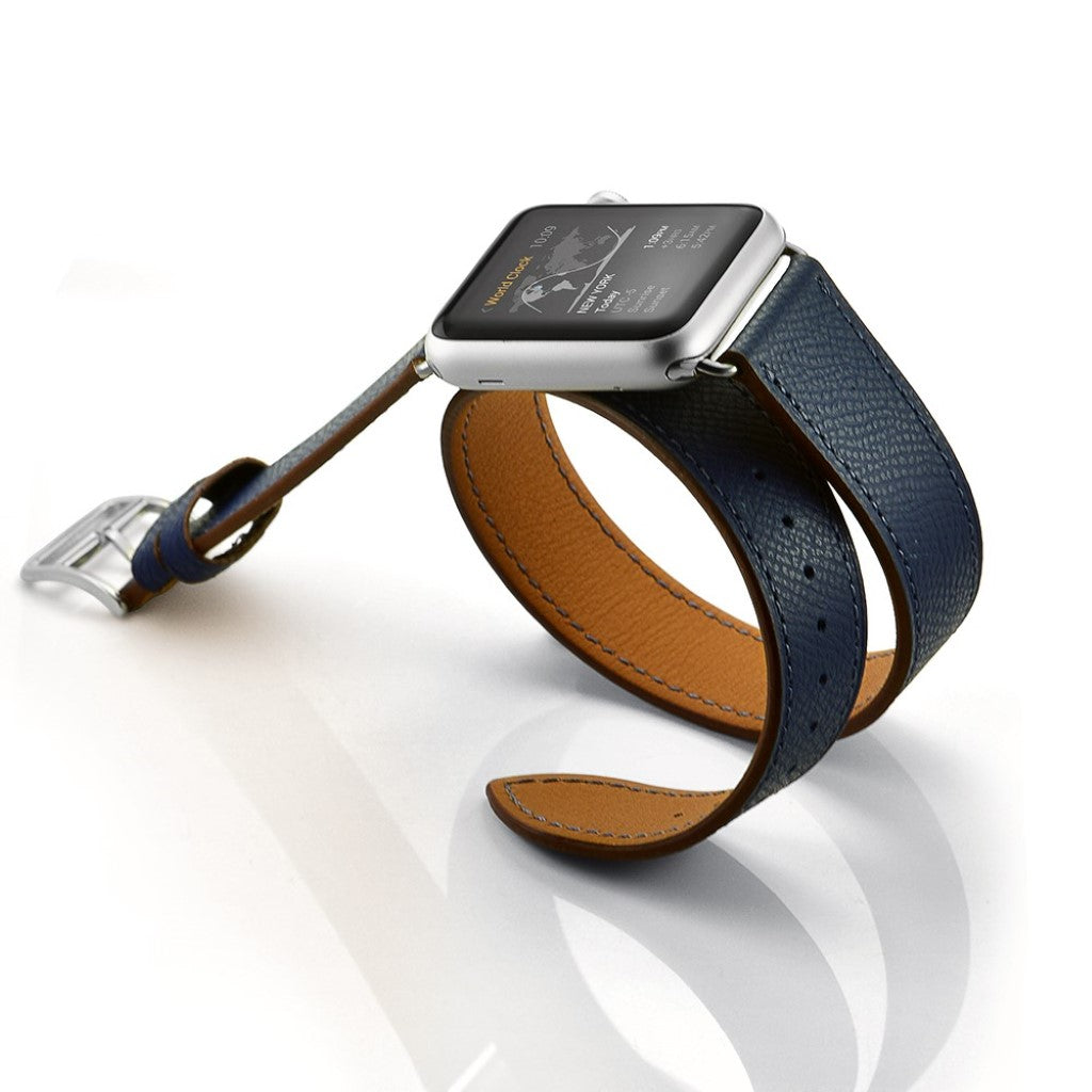  Apple Watch Series 5 44mm / Apple Watch 44mm Ægte læder Rem - Blå#serie_3