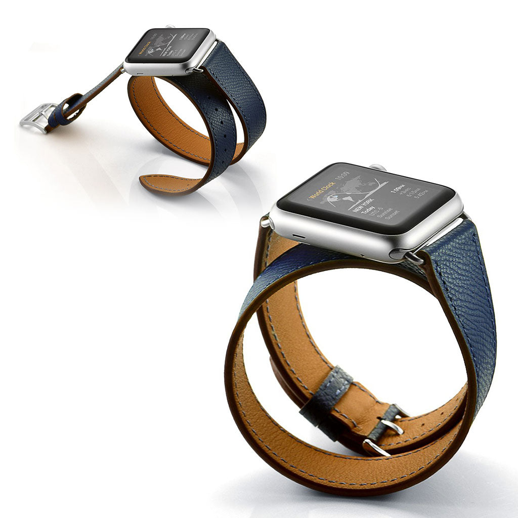  Apple Watch Series 5 44mm / Apple Watch 44mm Ægte læder Rem - Blå#serie_3