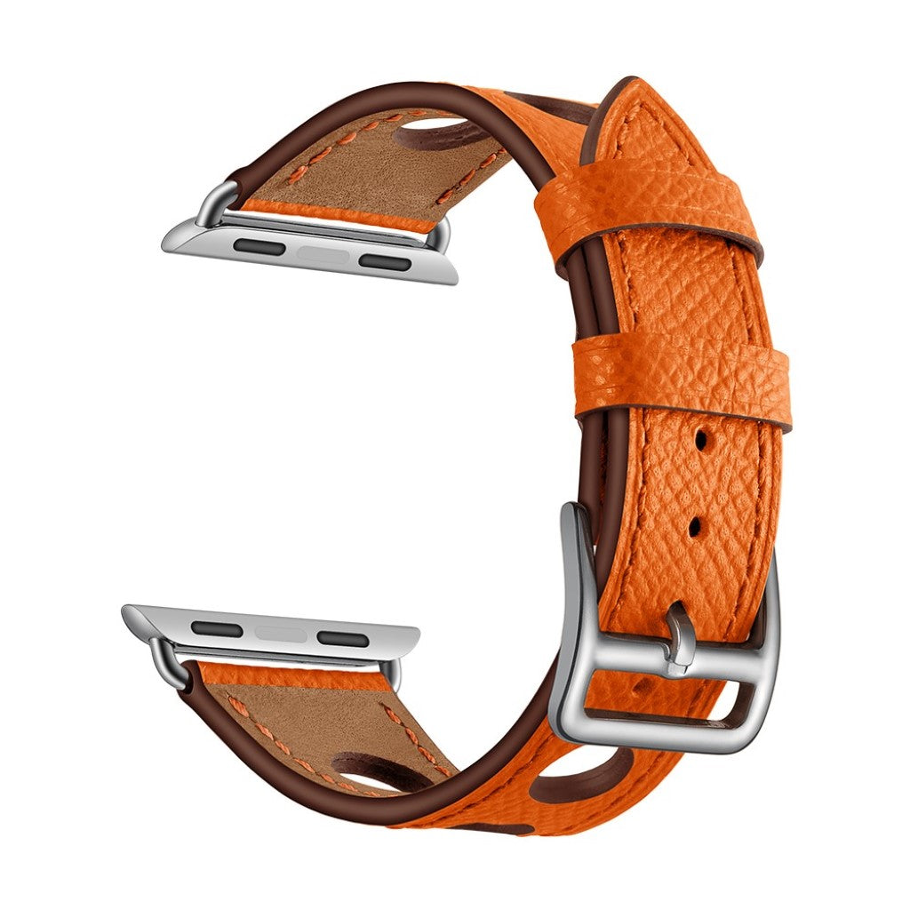 Meget hårdfør Apple Watch Series 5 44mm Ægte læder Rem - Brun#serie_2