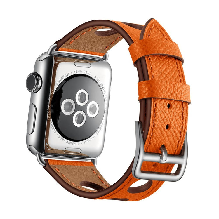 Meget hårdfør Apple Watch Series 5 44mm Ægte læder Rem - Brun#serie_2