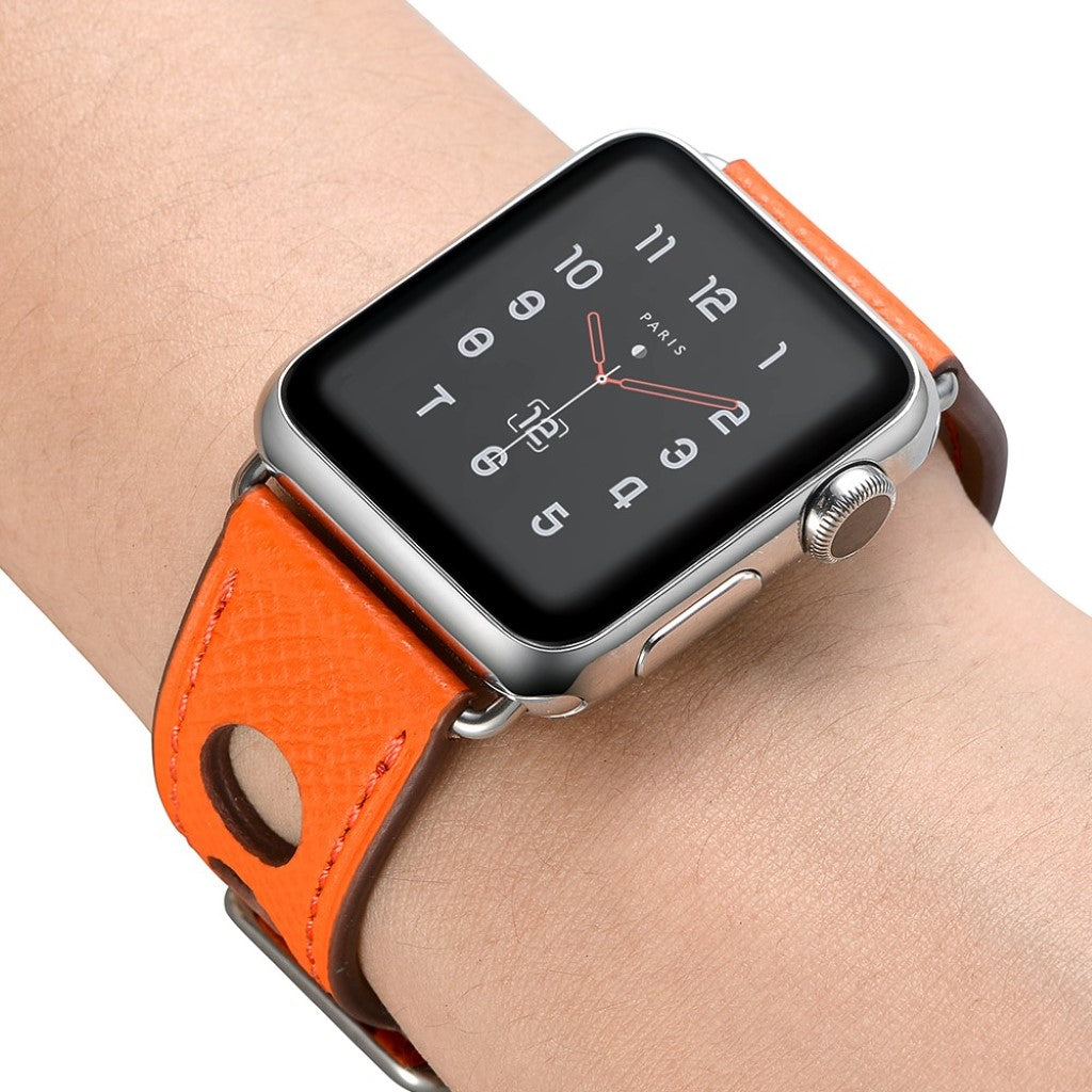 Meget hårdfør Apple Watch Series 5 44mm Ægte læder Rem - Brun#serie_2