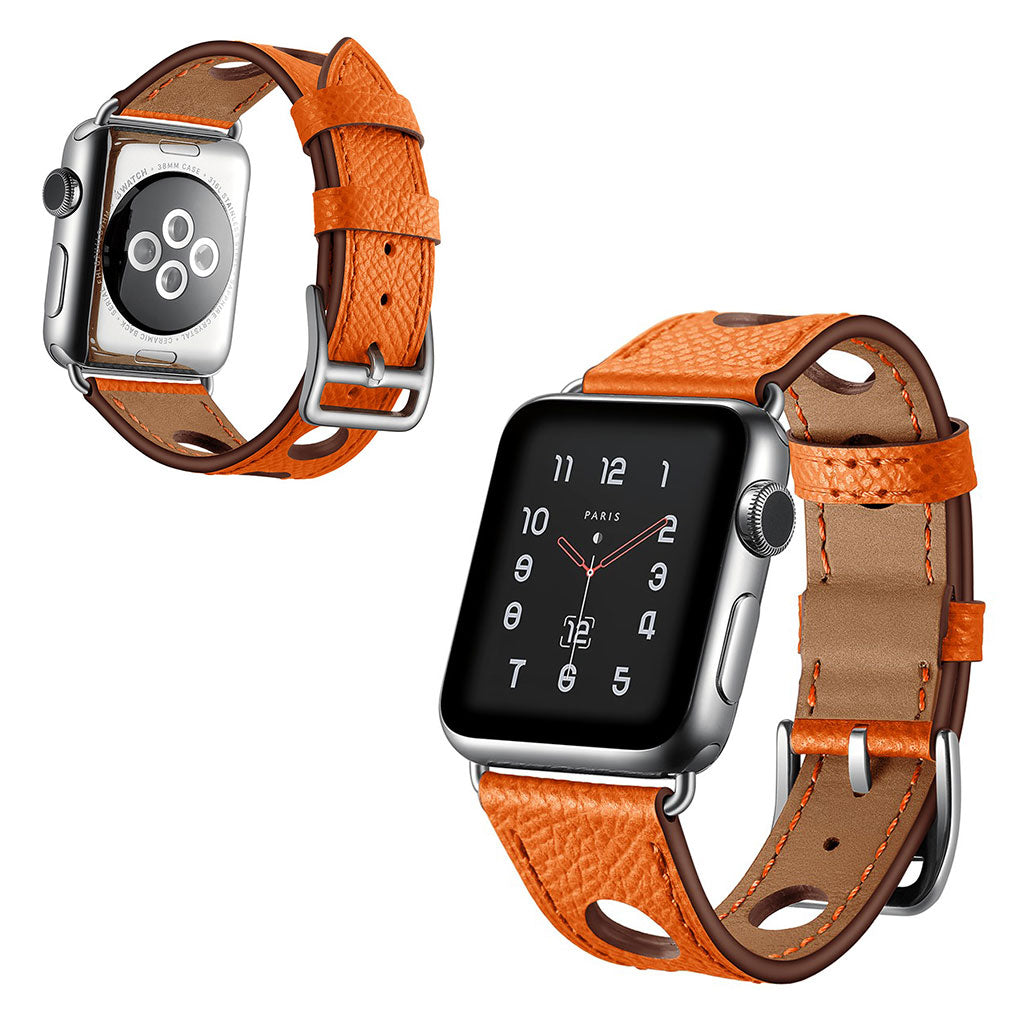 Meget hårdfør Apple Watch Series 5 44mm Ægte læder Rem - Brun#serie_2