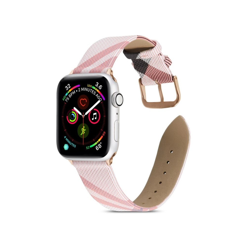  Apple Watch Series 5 44mm / Apple Watch 44mm Ægte læder Rem - Pink#serie_3