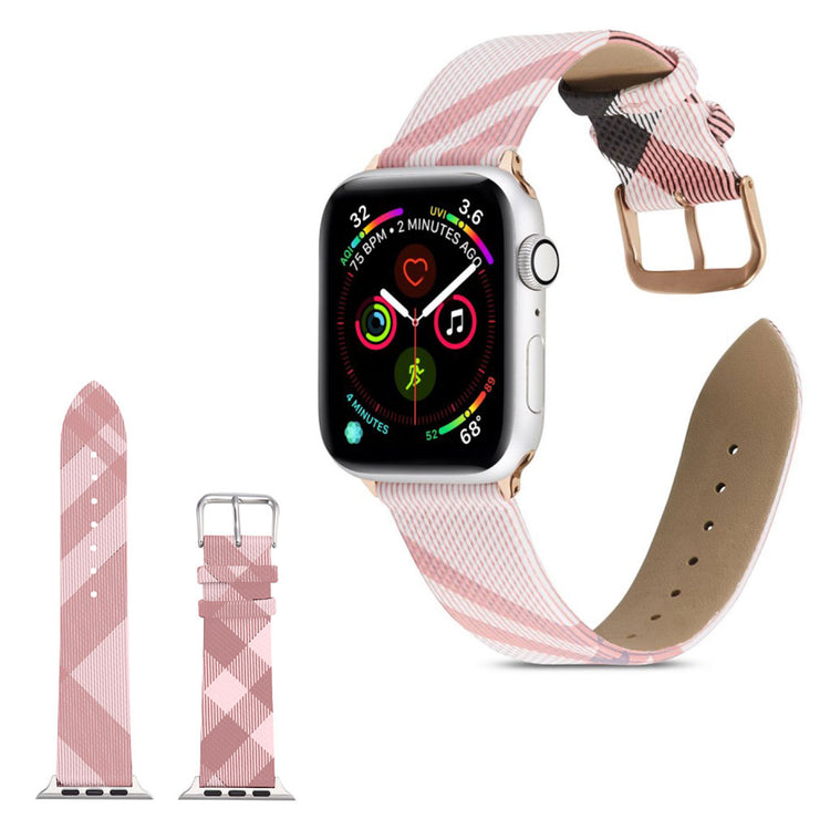  Apple Watch Series 5 44mm / Apple Watch 44mm Ægte læder Rem - Pink#serie_3