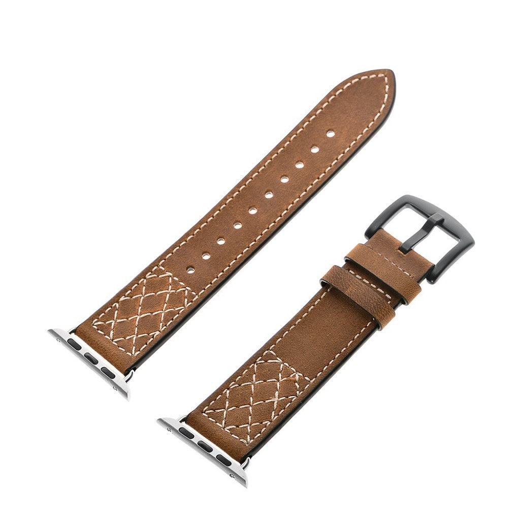 Meget sejt Apple Watch Series 5 44mm Ægte læder Rem - Brun#serie_076