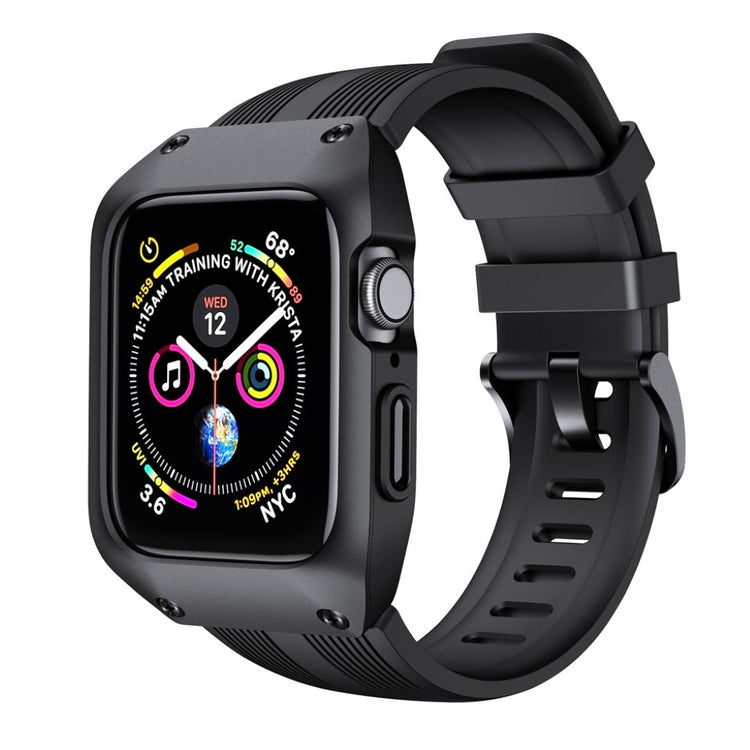 Fed Apple Watch Series 5 44mm Silikone Rem - Sort#serie_1