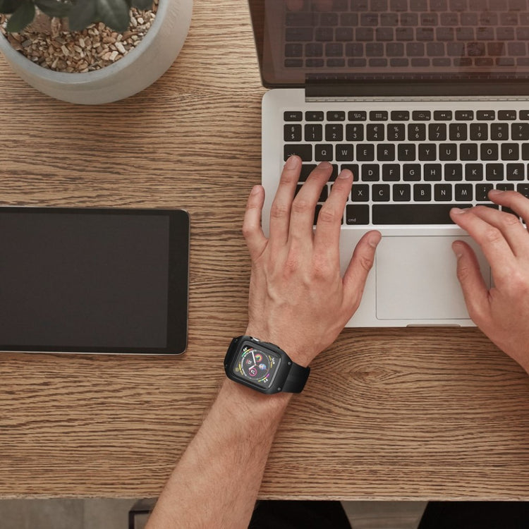 Fed Apple Watch Series 5 44mm Silikone Rem - Sort#serie_1