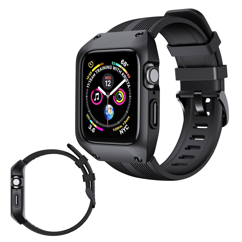 Fed Apple Watch Series 5 44mm Silikone Rem - Sort#serie_1