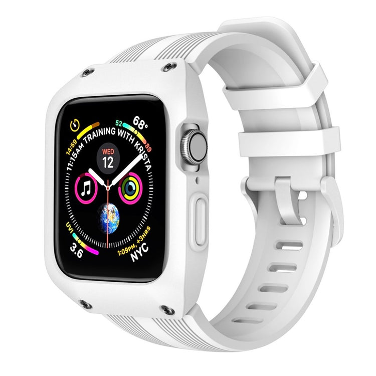 Fed Apple Watch Series 5 44mm Silikone Rem - Hvid#serie_2