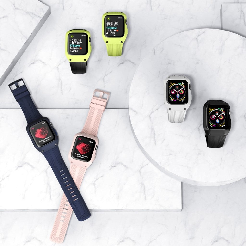 Fed Apple Watch Series 5 44mm Silikone Rem - Hvid#serie_2