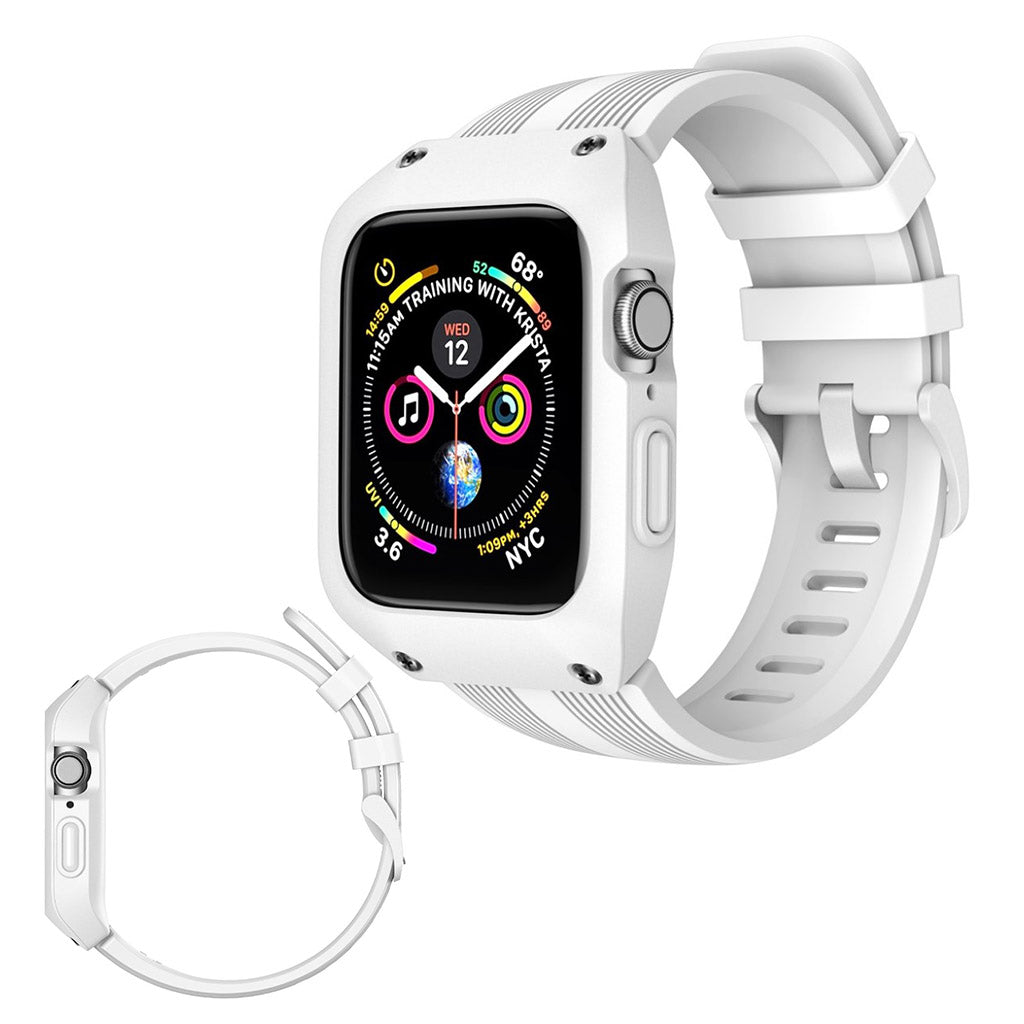 Fed Apple Watch Series 5 44mm Silikone Rem - Hvid#serie_2