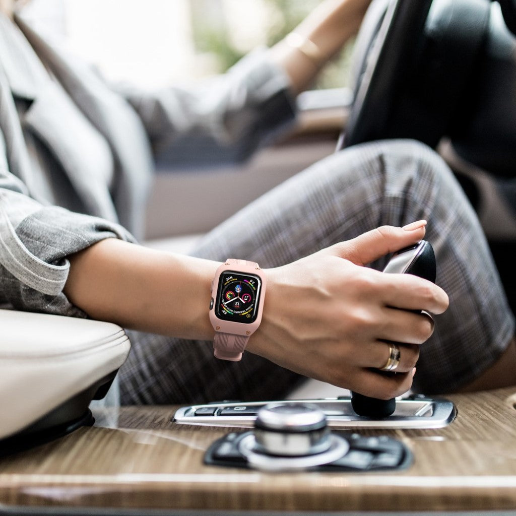 Fed Apple Watch Series 5 44mm Silikone Rem - Pink#serie_3