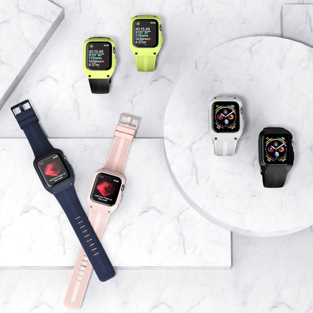 Fed Apple Watch Series 5 44mm Silikone Rem - Pink#serie_3
