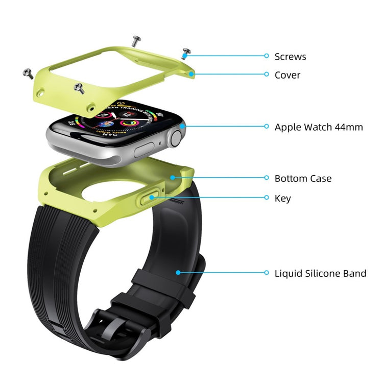 Fed Apple Watch Series 5 44mm Silikone Rem - Sort#serie_4