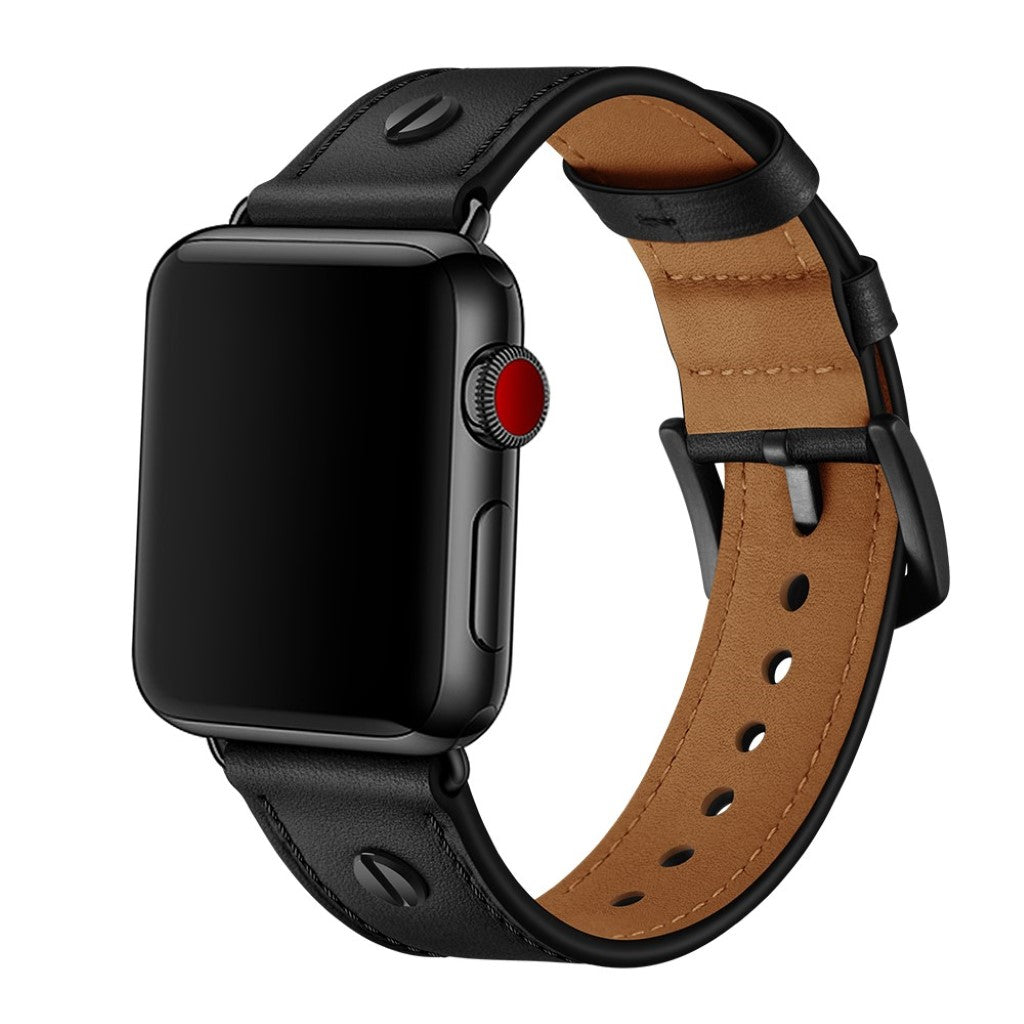 Vildt fantastisk Apple Watch Series 5 44mm Ægte læder Rem - Sort#serie_1