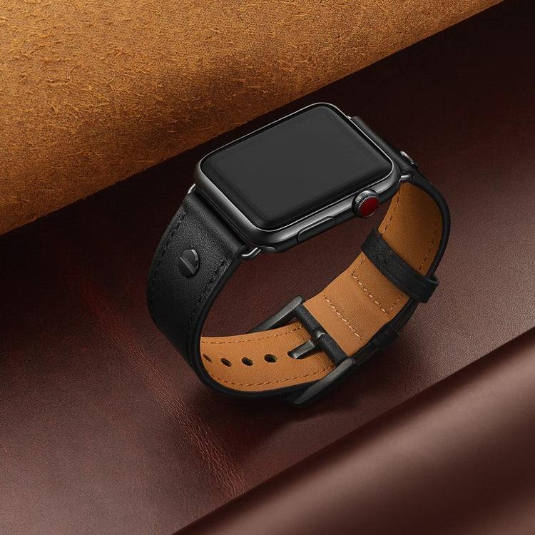 Vildt fantastisk Apple Watch Series 5 44mm Ægte læder Rem - Sort#serie_1