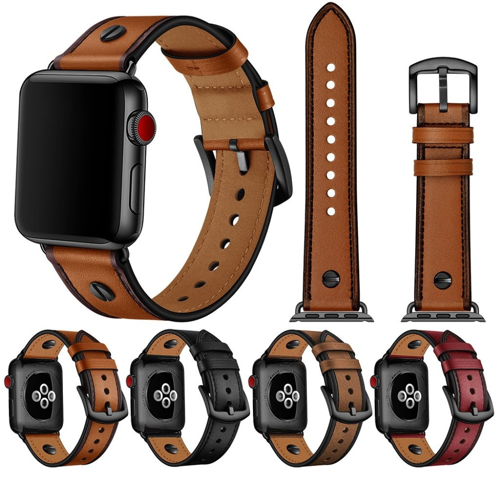 Vildt fantastisk Apple Watch Series 5 44mm Ægte læder Rem - Sort#serie_1