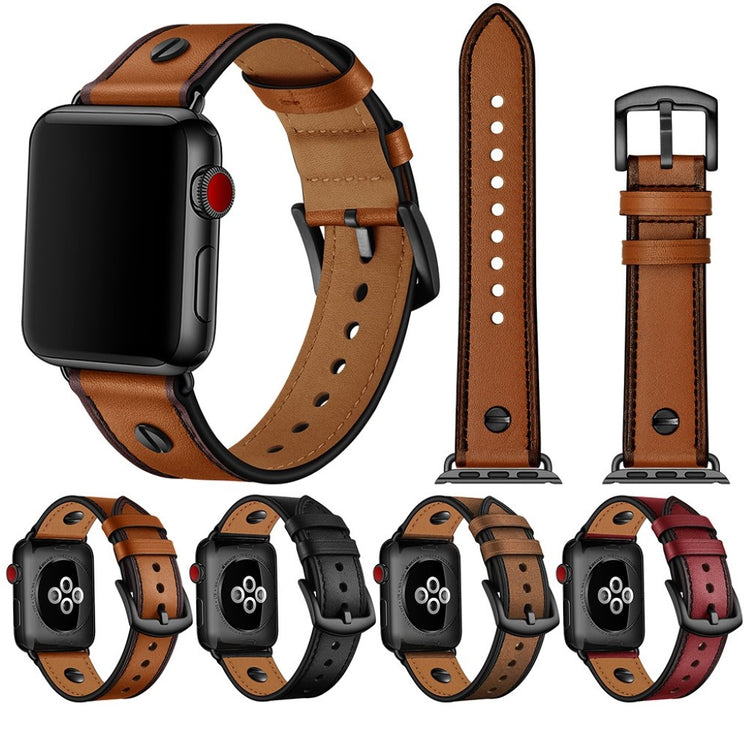 Vildt fantastisk Apple Watch Series 5 44mm Ægte læder Rem - Sort#serie_1
