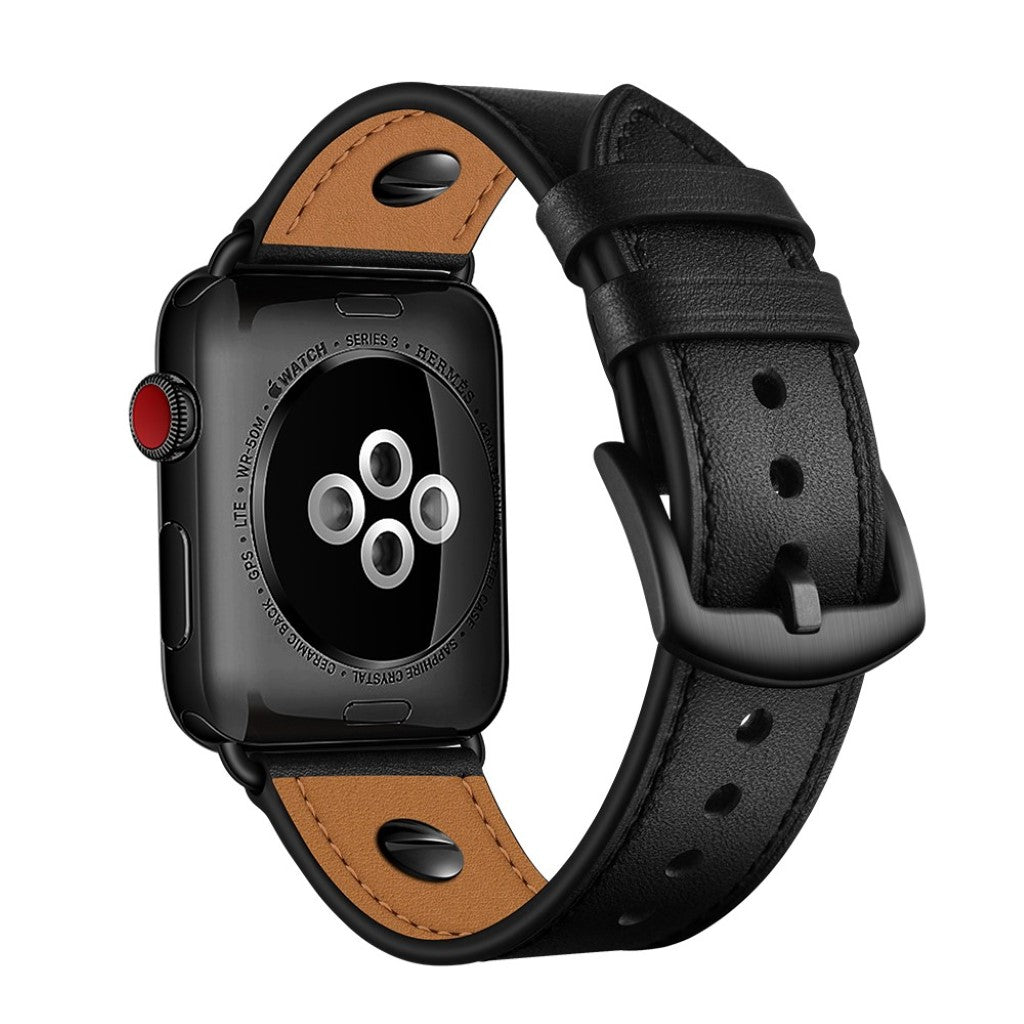 Vildt fantastisk Apple Watch Series 5 44mm Ægte læder Rem - Sort#serie_1