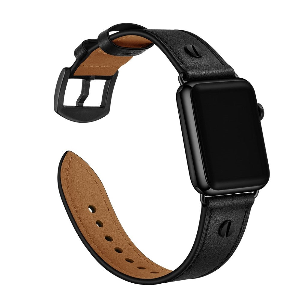Vildt fantastisk Apple Watch Series 5 44mm Ægte læder Rem - Sort#serie_1