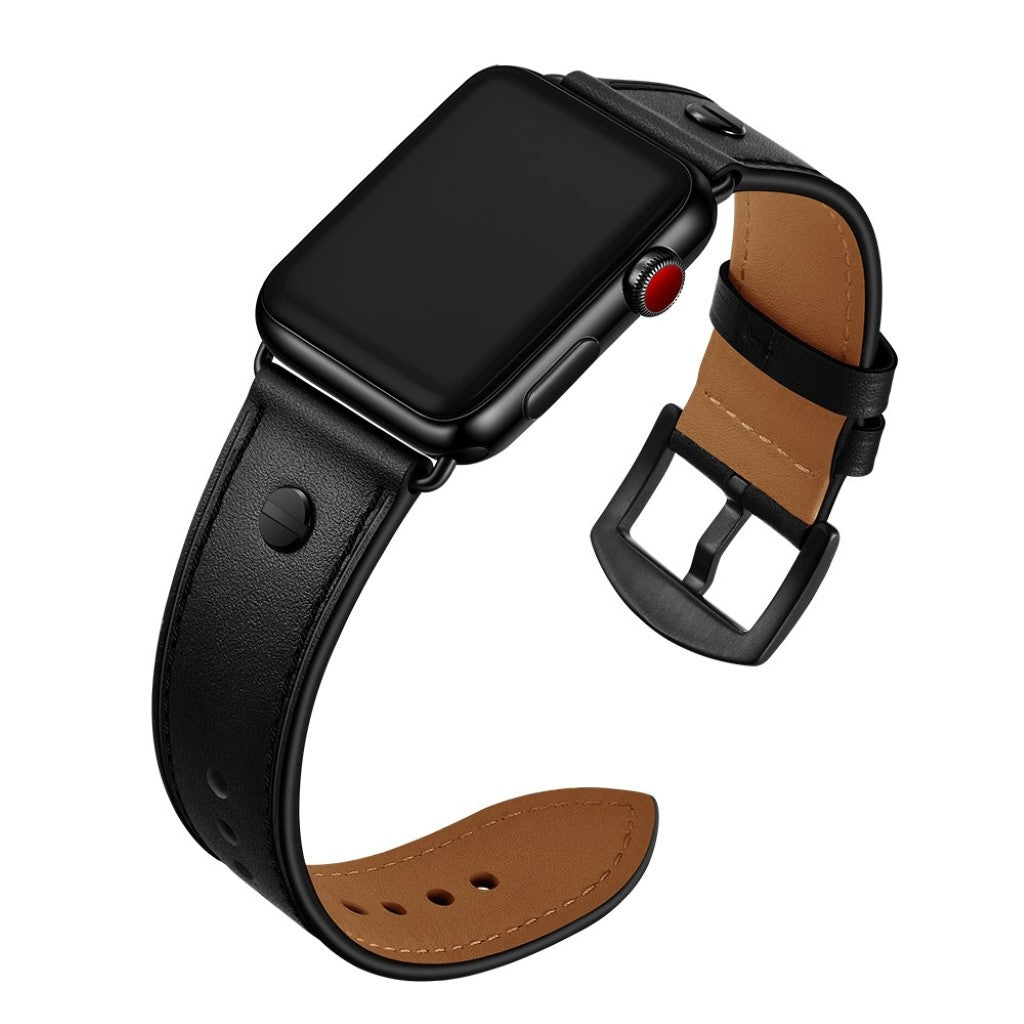 Vildt fantastisk Apple Watch Series 5 44mm Ægte læder Rem - Sort#serie_1