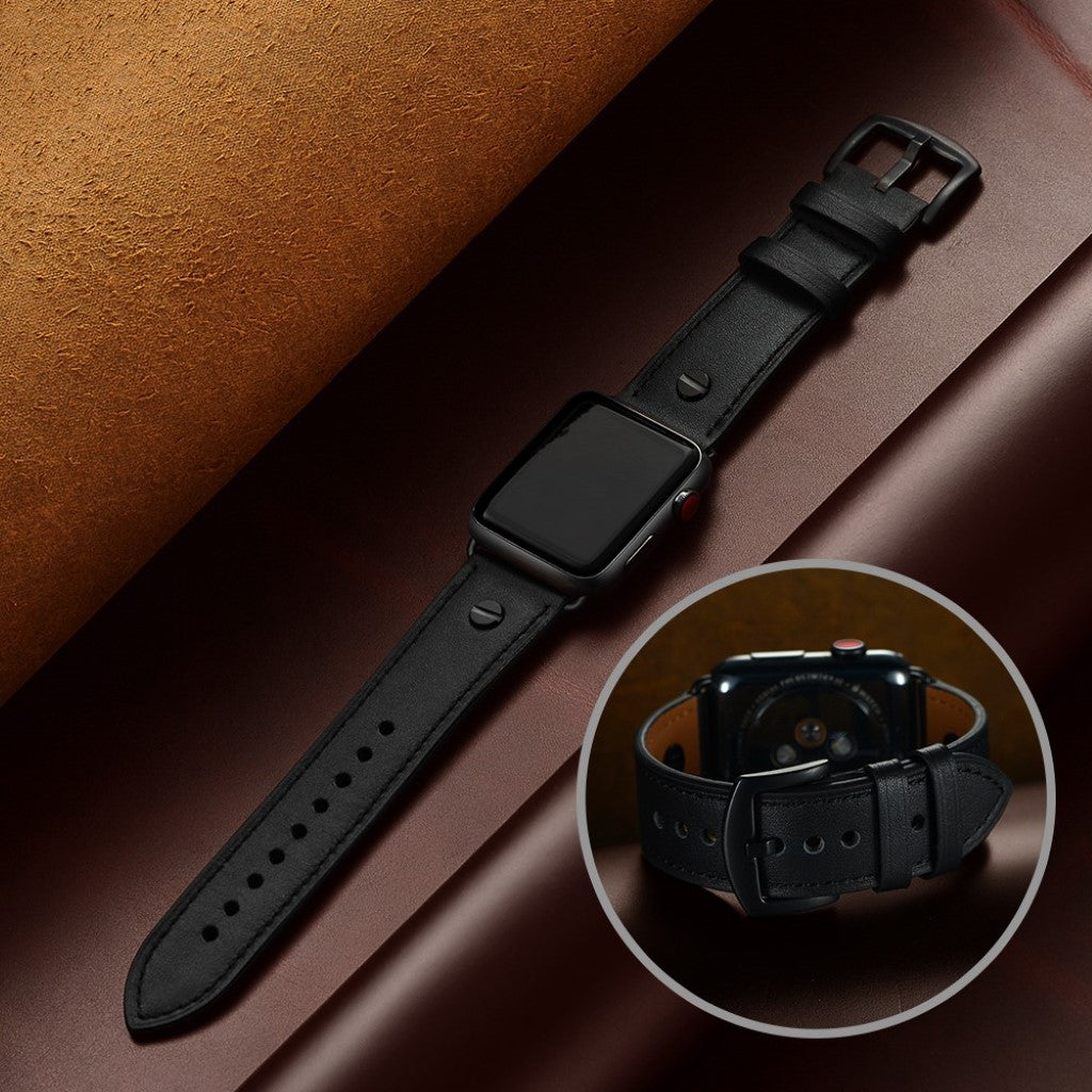 Vildt fantastisk Apple Watch Series 5 44mm Ægte læder Rem - Sort#serie_1
