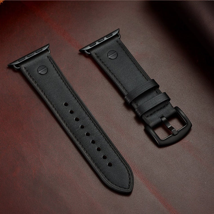 Vildt fantastisk Apple Watch Series 5 44mm Ægte læder Rem - Sort#serie_1