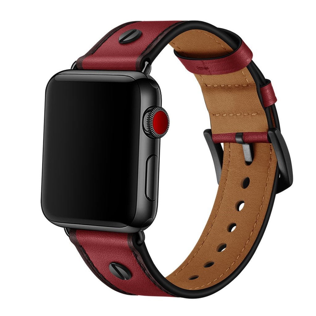 Vildt fantastisk Apple Watch Series 5 44mm Ægte læder Rem - Rød#serie_2