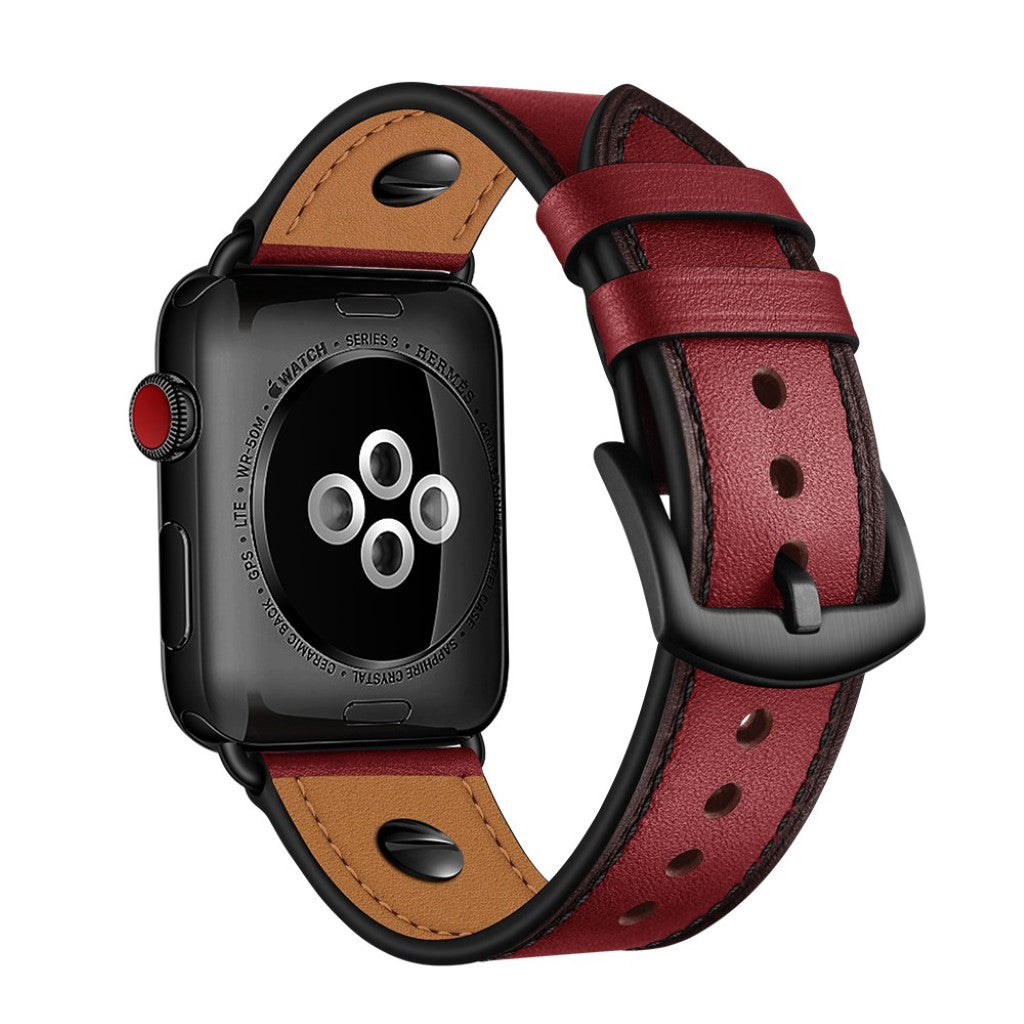 Vildt fantastisk Apple Watch Series 5 44mm Ægte læder Rem - Rød#serie_2