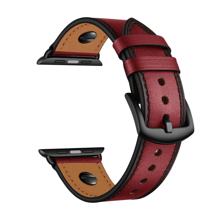 Vildt fantastisk Apple Watch Series 5 44mm Ægte læder Rem - Rød#serie_2