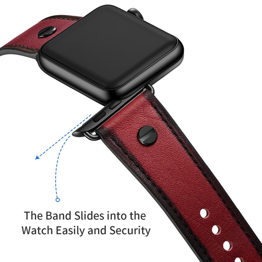 Vildt fantastisk Apple Watch Series 5 44mm Ægte læder Rem - Rød#serie_2