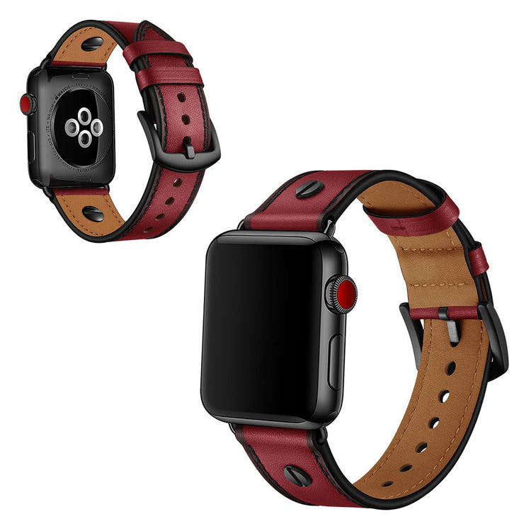 Vildt fantastisk Apple Watch Series 5 44mm Ægte læder Rem - Rød#serie_2