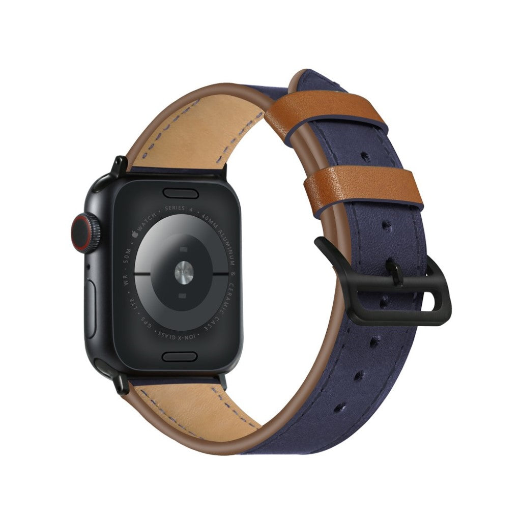  Apple Watch Series 5 44mm / Apple Watch 44mm Ægte læder Rem - Blå#serie_3