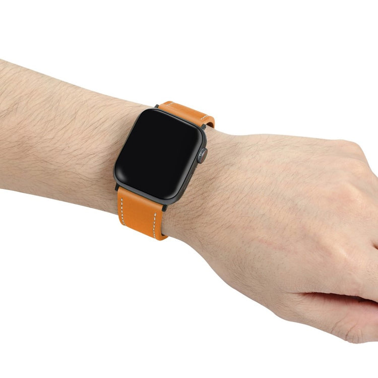  Apple Watch Series 5 44mm / Apple Watch 44mm Ægte læder Rem - Orange#serie_4
