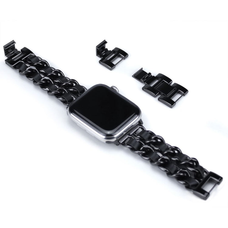  Apple Watch Series 5 44mm / Apple Watch 44mm Metal og Kunstlæder Rem - Sort#serie_1