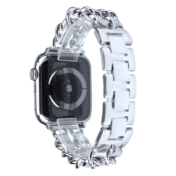  Apple Watch Series 5 44mm / Apple Watch 44mm Metal og Kunstlæder Rem - Sølv#serie_2