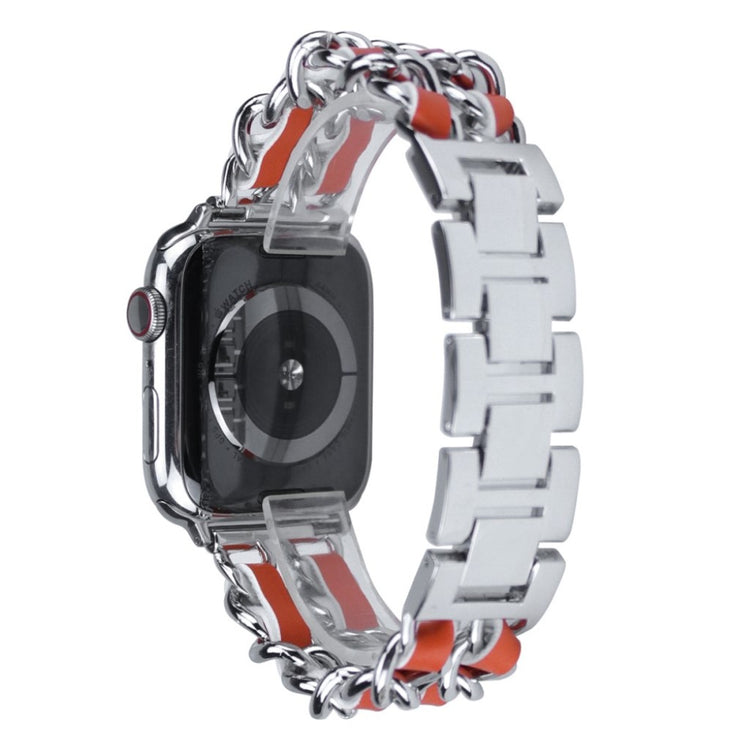  Apple Watch Series 5 44mm / Apple Watch 44mm Metal og Kunstlæder Rem - Orange#serie_3