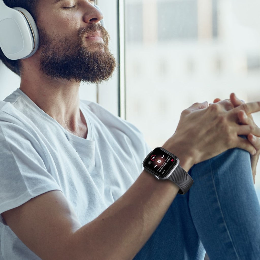 Rigtigt kønt Apple Watch Series 5 44mm Silikone Rem - Sort#serie_091