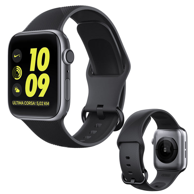 Rigtigt kønt Apple Watch Series 5 44mm Silikone Rem - Sort#serie_091