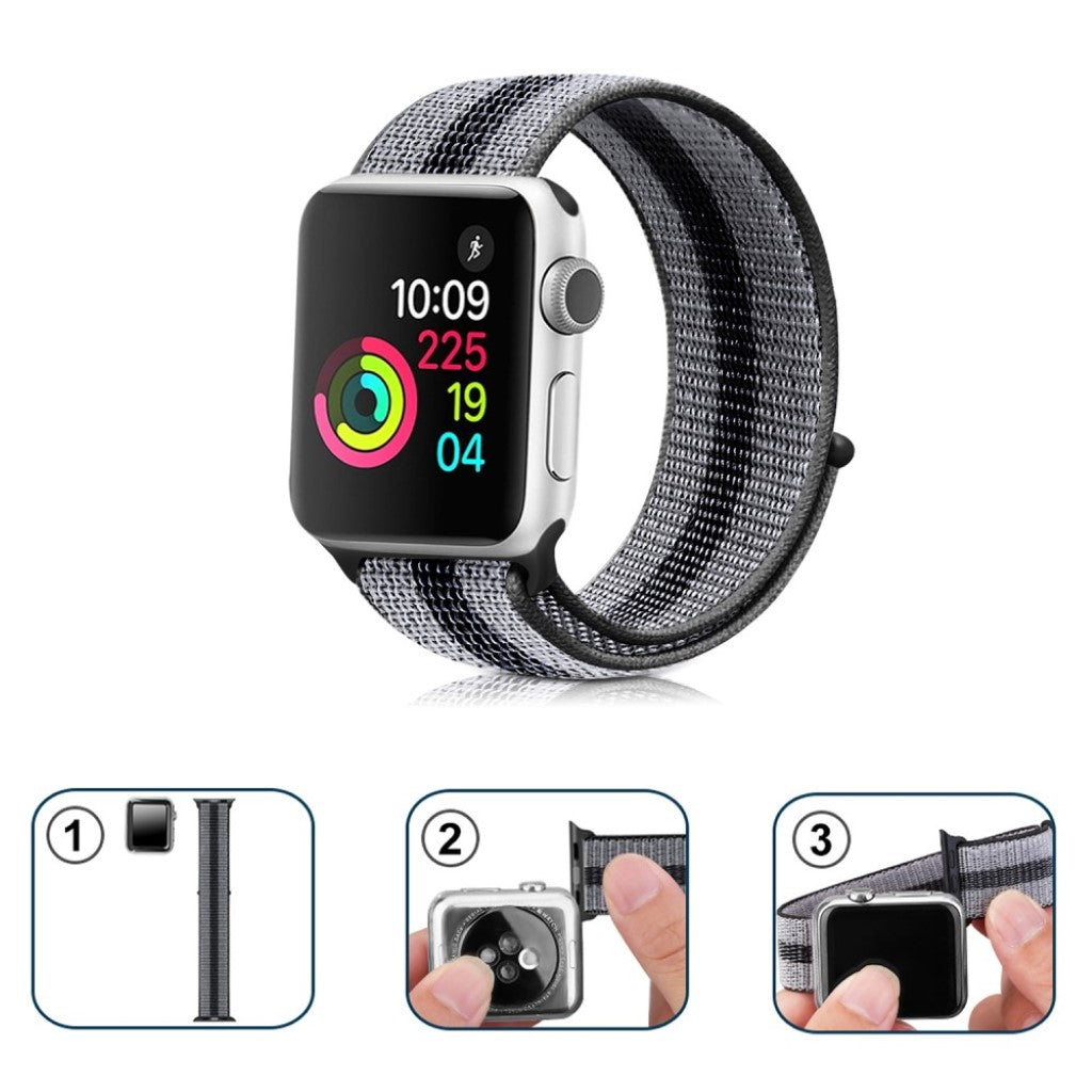 Vildt hårdfør Apple Watch Series 5 44mm Nylon Rem - Sort#serie_1