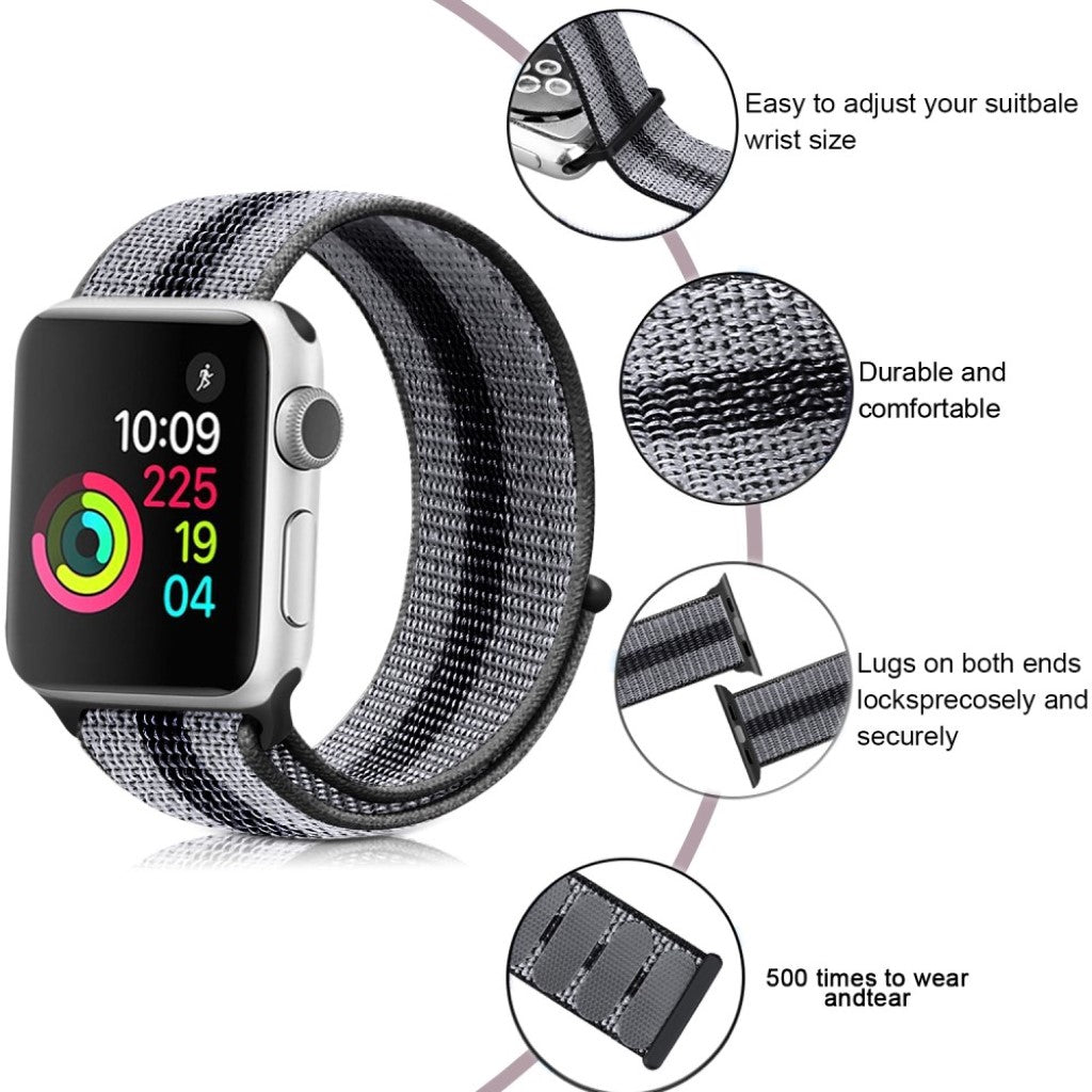 Vildt hårdfør Apple Watch Series 5 44mm Nylon Rem - Sort#serie_1