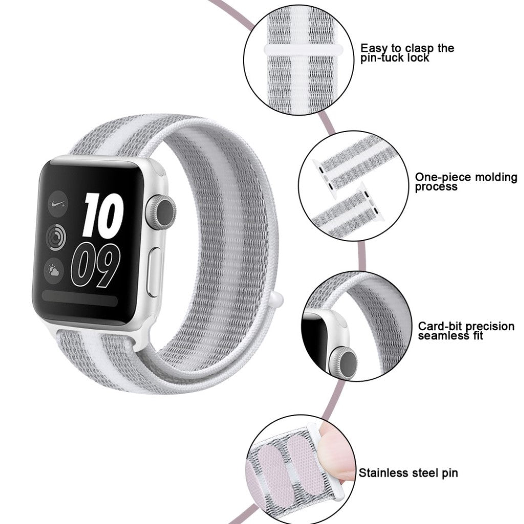 Vildt hårdfør Apple Watch Series 5 44mm Nylon Rem - Sølv#serie_2