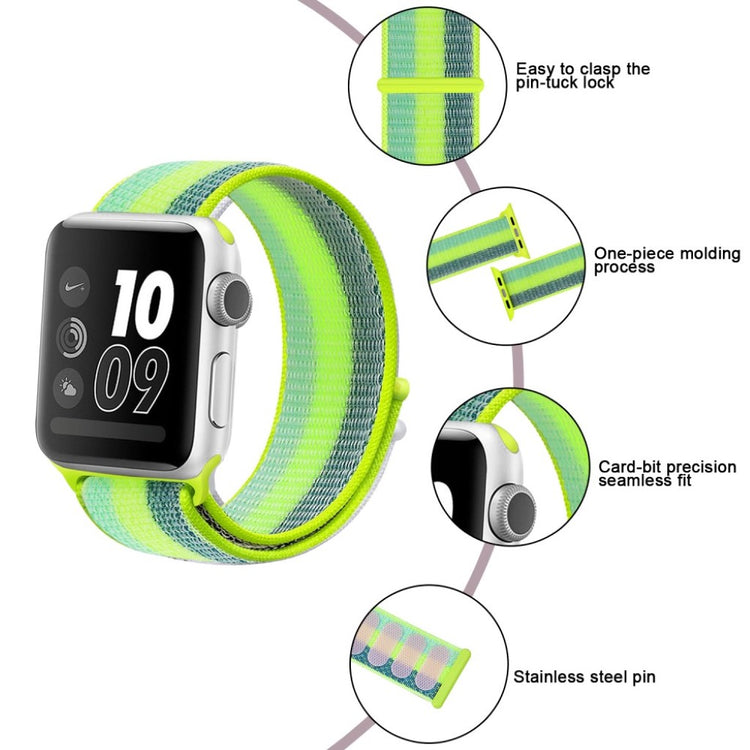 Vildt hårdfør Apple Watch Series 5 44mm Nylon Rem - Grøn#serie_7