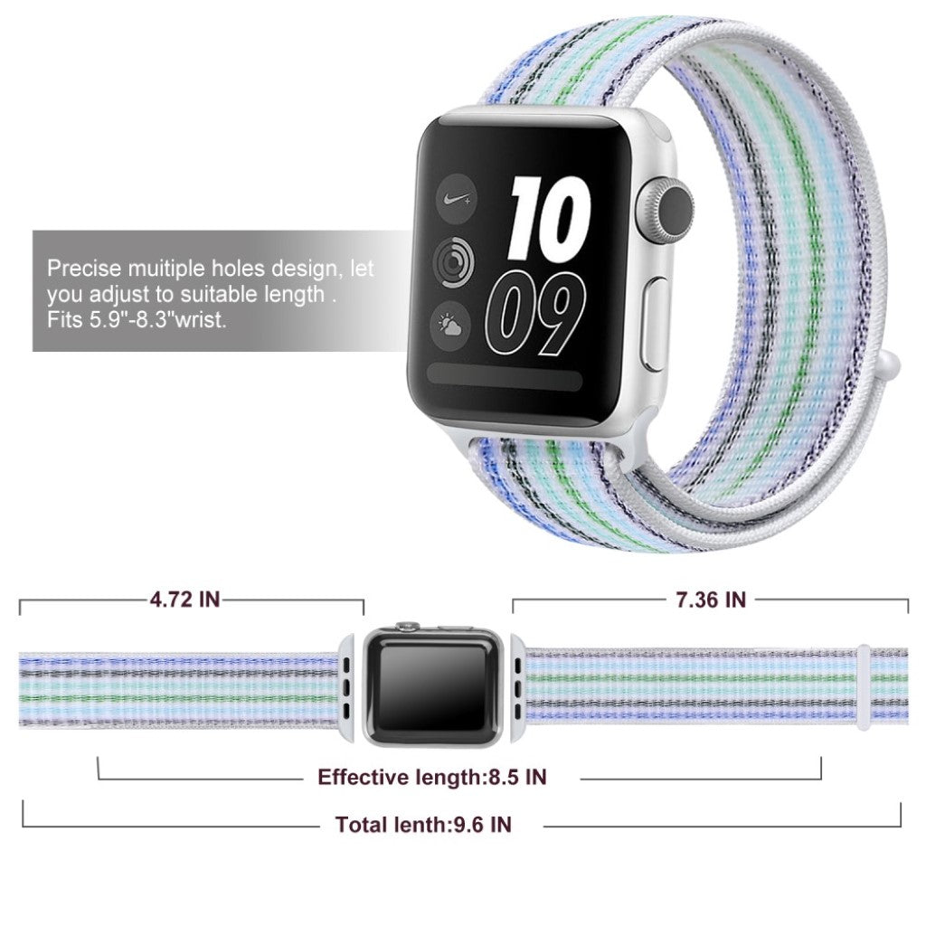 Vildt hårdfør Apple Watch Series 5 44mm Nylon Rem - Blå#serie_8
