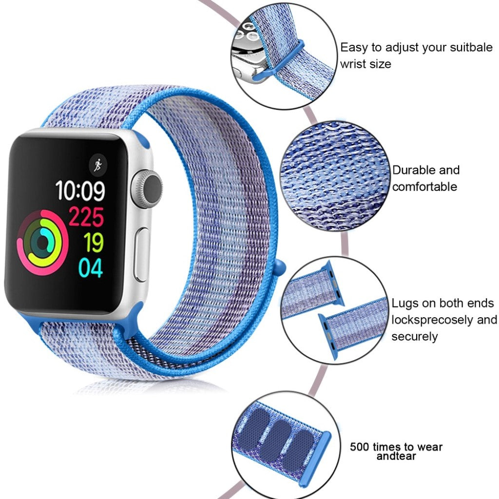 Vildt hårdfør Apple Watch Series 5 44mm Nylon Rem - Blå#serie_9