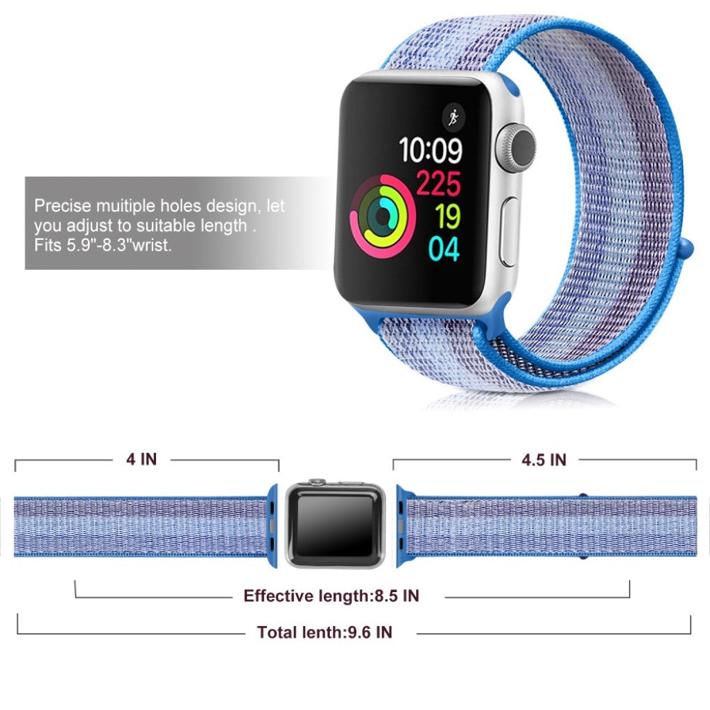 Vildt hårdfør Apple Watch Series 5 44mm Nylon Rem - Blå#serie_9
