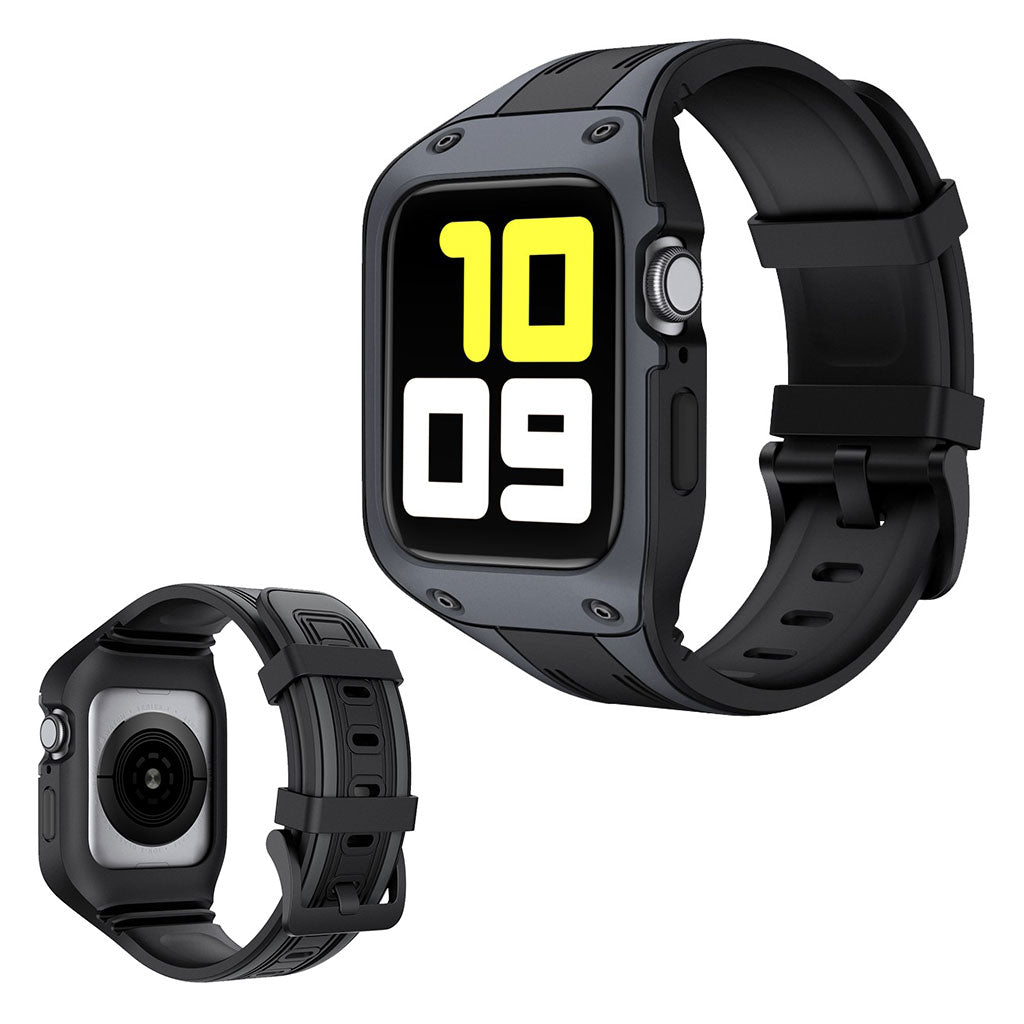 Helt vildt smuk Apple Watch Series 5 44mm Silikone Rem - Sort#serie_3