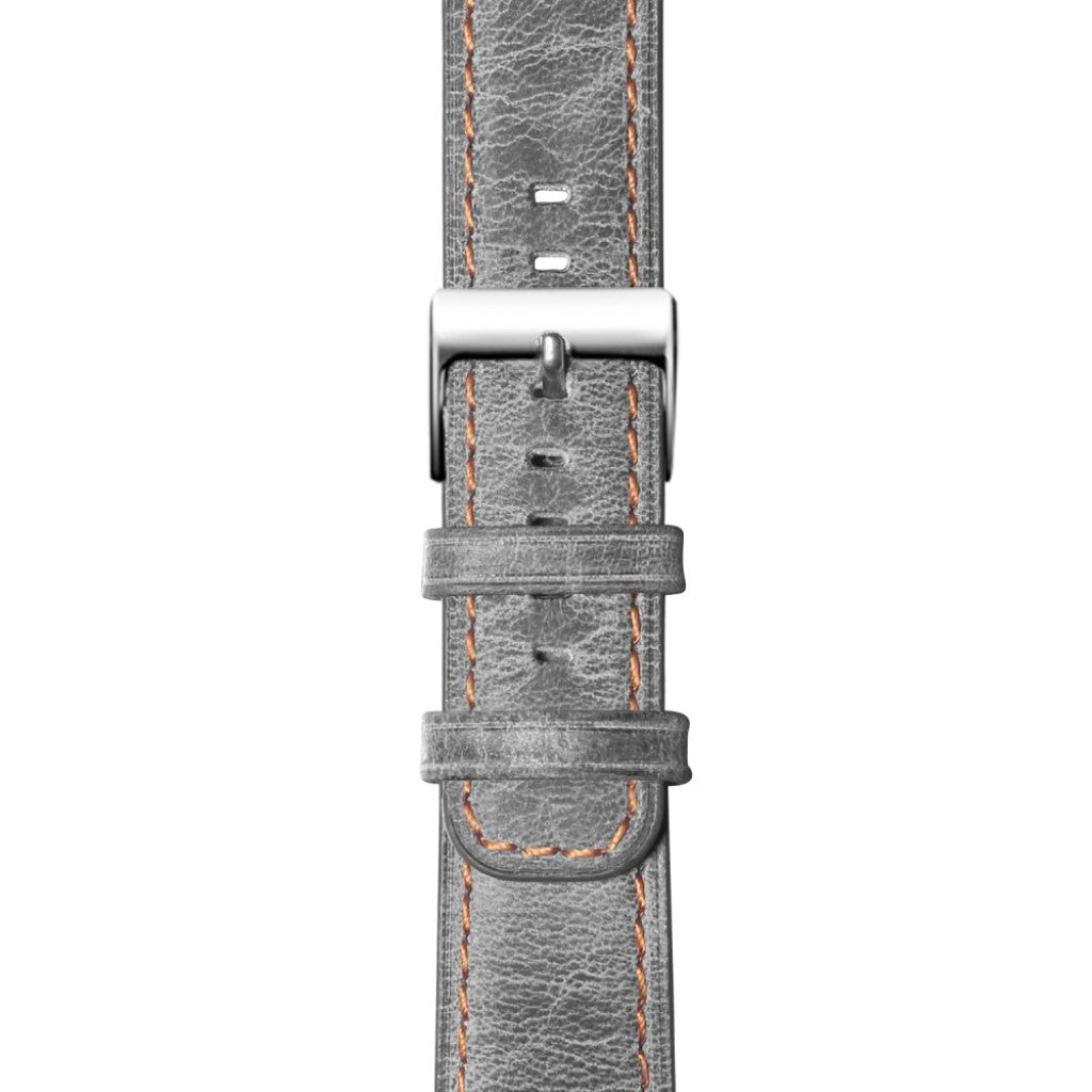 Meget hårdfør Apple Watch Series 5 44mm Ægte læder Rem - Sølv#serie_1