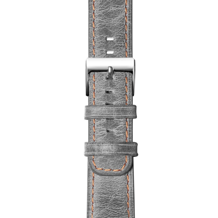 Meget hårdfør Apple Watch Series 5 44mm Ægte læder Rem - Sølv#serie_1